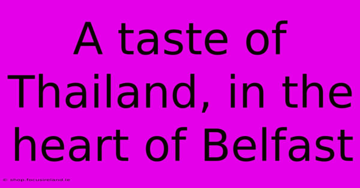 A Taste Of Thailand, In The Heart Of Belfast