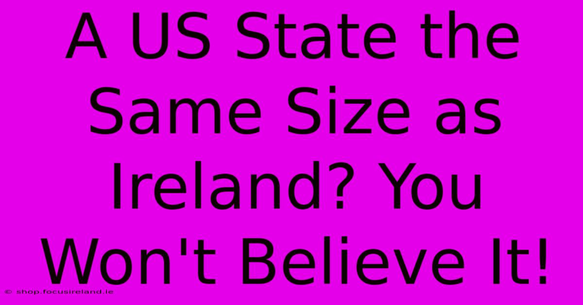 A US State The Same Size As Ireland? You Won't Believe It!