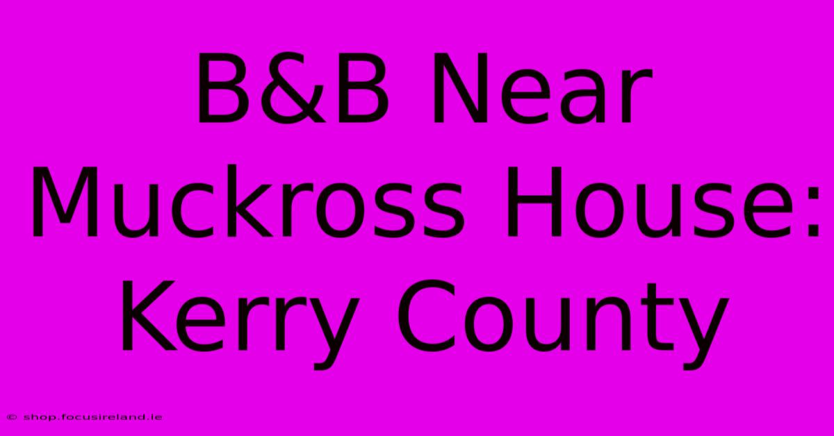 B&B Near Muckross House: Kerry County