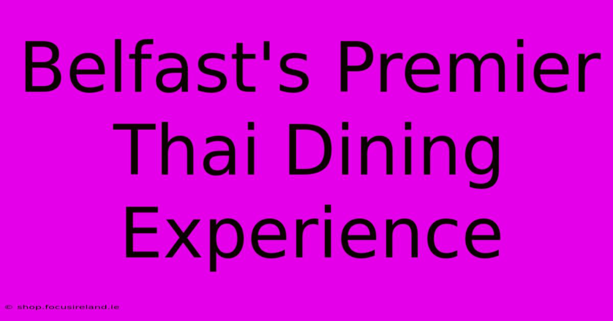 Belfast's Premier Thai Dining Experience