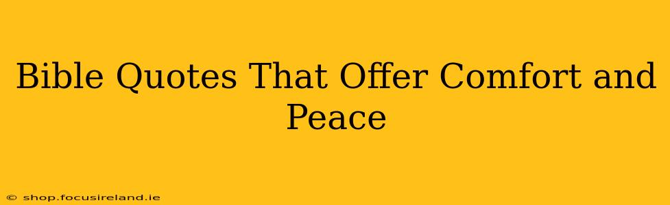 Bible Quotes That Offer Comfort and Peace