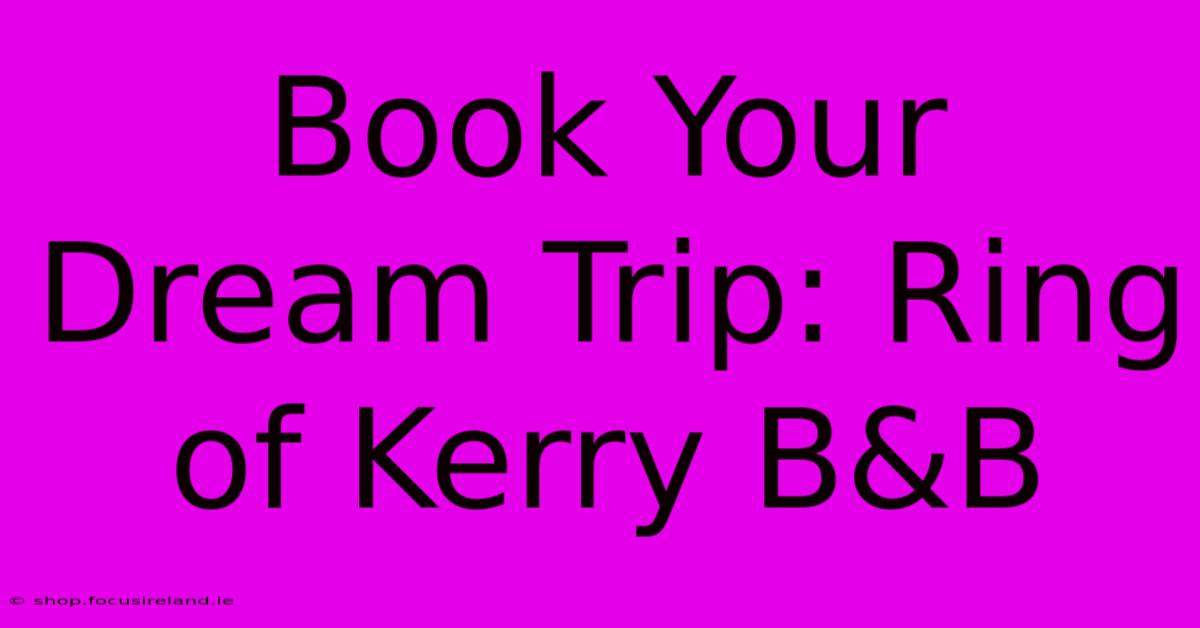 Book Your Dream Trip: Ring Of Kerry B&B