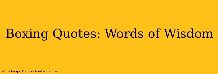 Boxing Quotes: Words of Wisdom