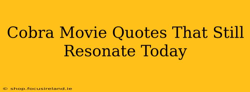 Cobra Movie Quotes That Still Resonate Today