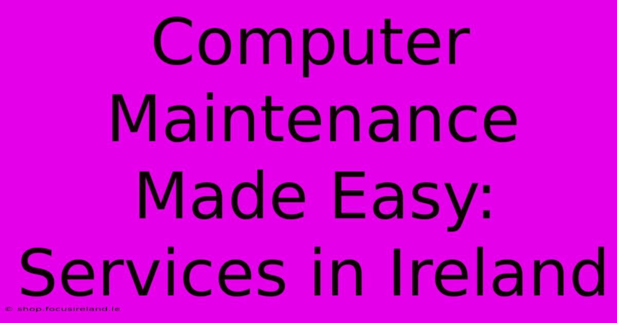 Computer Maintenance Made Easy: Services In Ireland