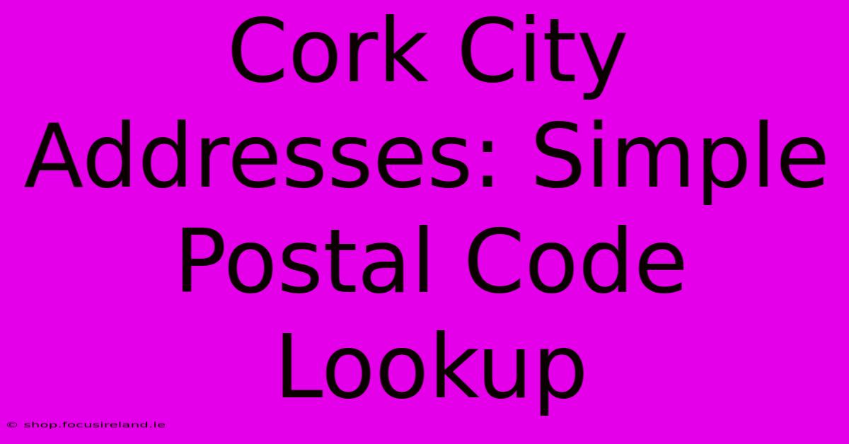 Cork City Addresses: Simple Postal Code Lookup