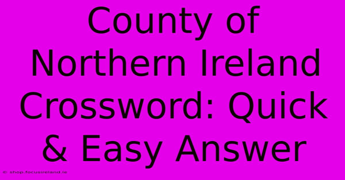 County Of Northern Ireland Crossword: Quick & Easy Answer