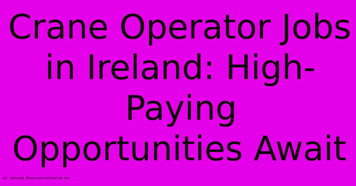 Crane Operator Jobs In Ireland: High-Paying Opportunities Await