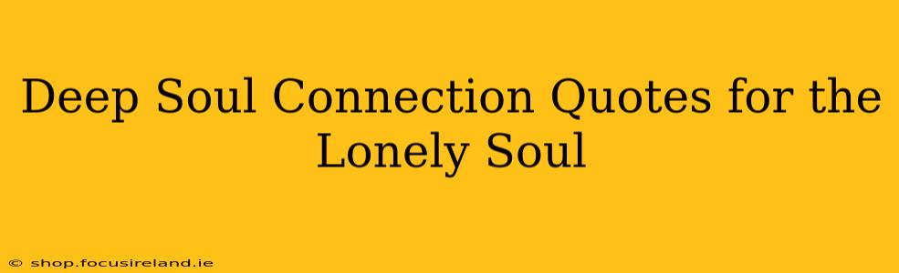 Deep Soul Connection Quotes for the Lonely Soul