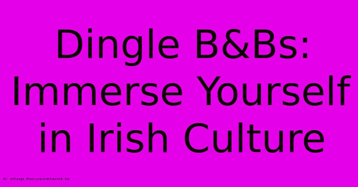 Dingle B&Bs: Immerse Yourself In Irish Culture