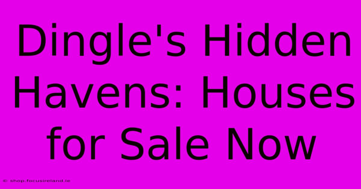 Dingle's Hidden Havens: Houses For Sale Now