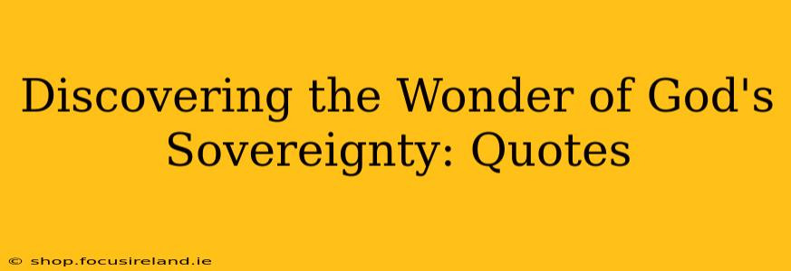 Discovering the Wonder of God's Sovereignty: Quotes