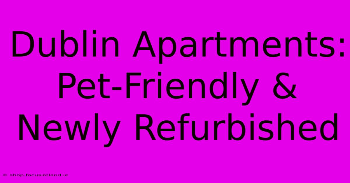 Dublin Apartments: Pet-Friendly & Newly Refurbished