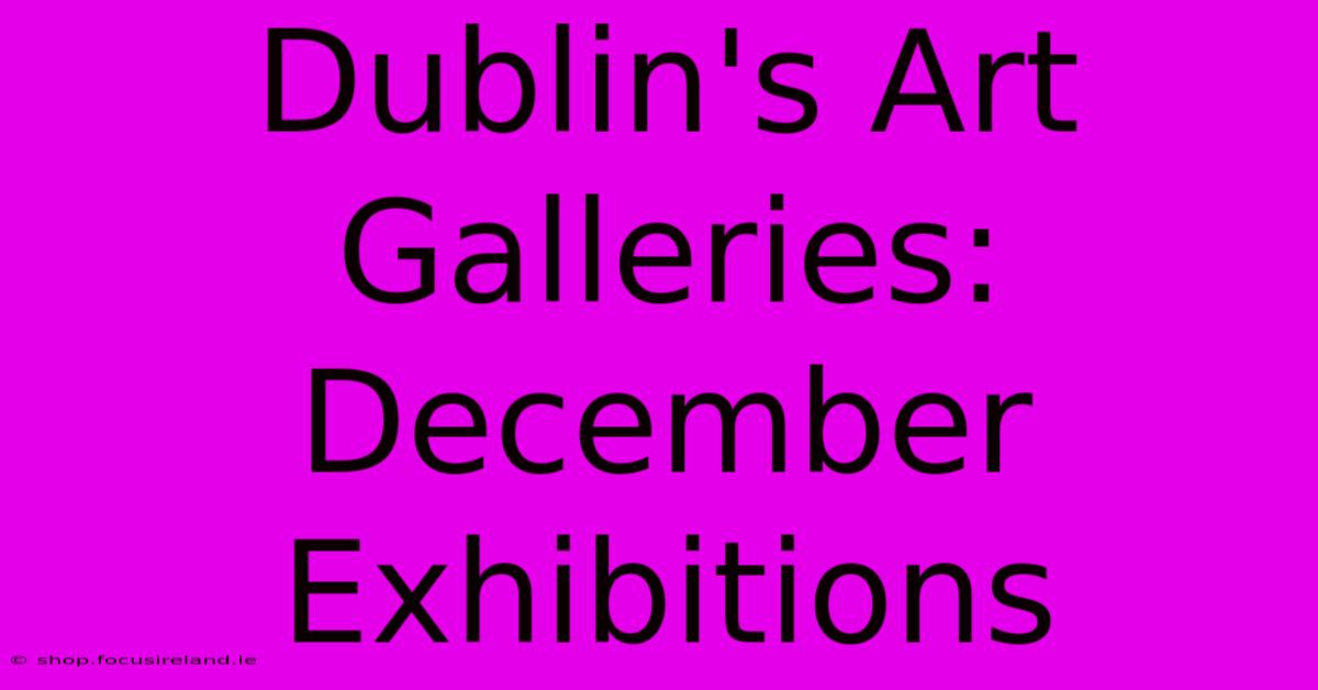 Dublin's Art Galleries: December Exhibitions