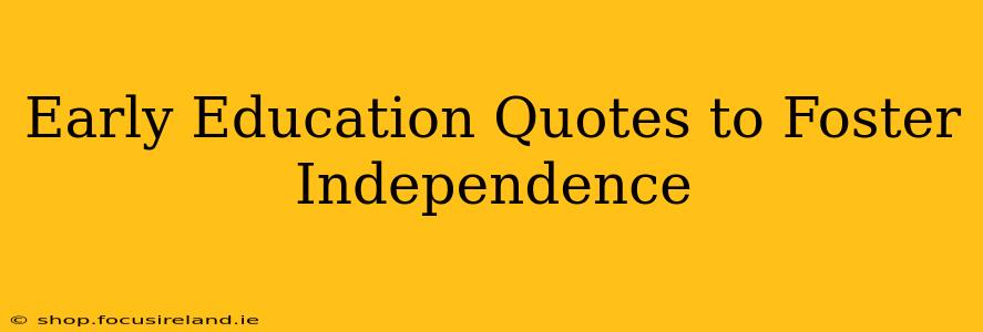 Early Education Quotes to Foster Independence