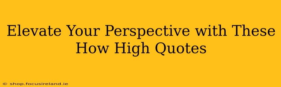 Elevate Your Perspective with These How High Quotes