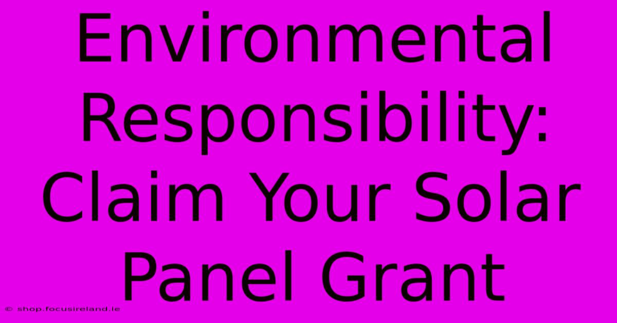 Environmental Responsibility: Claim Your Solar Panel Grant