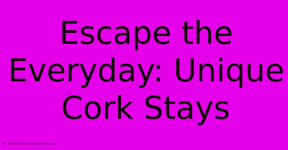 Escape The Everyday: Unique Cork Stays