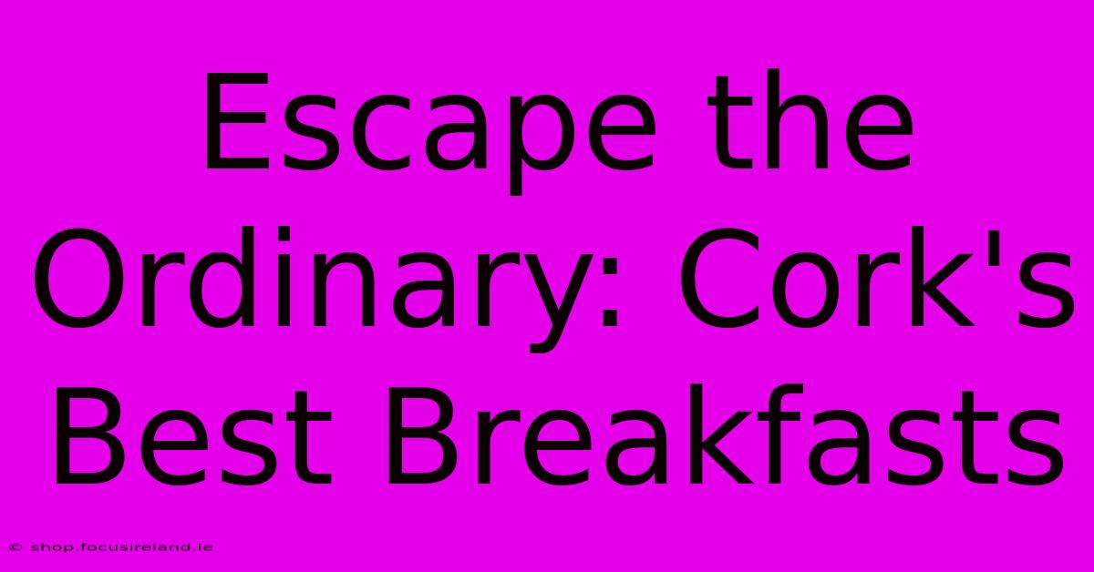 Escape The Ordinary: Cork's Best Breakfasts