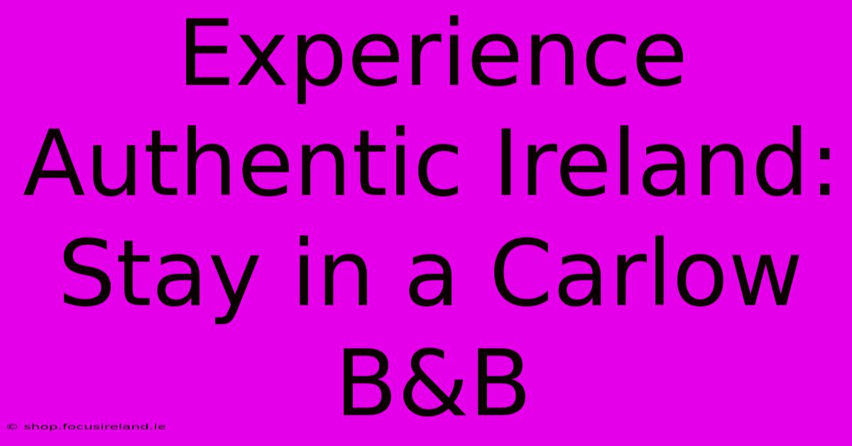 Experience Authentic Ireland: Stay In A Carlow B&B