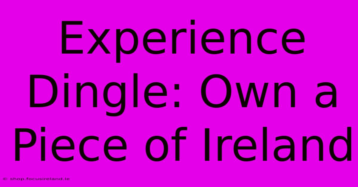 Experience Dingle: Own A Piece Of Ireland