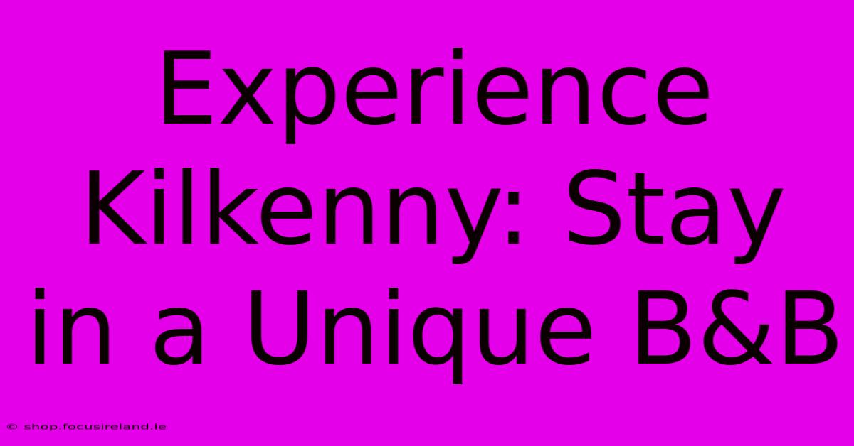 Experience Kilkenny: Stay In A Unique B&B