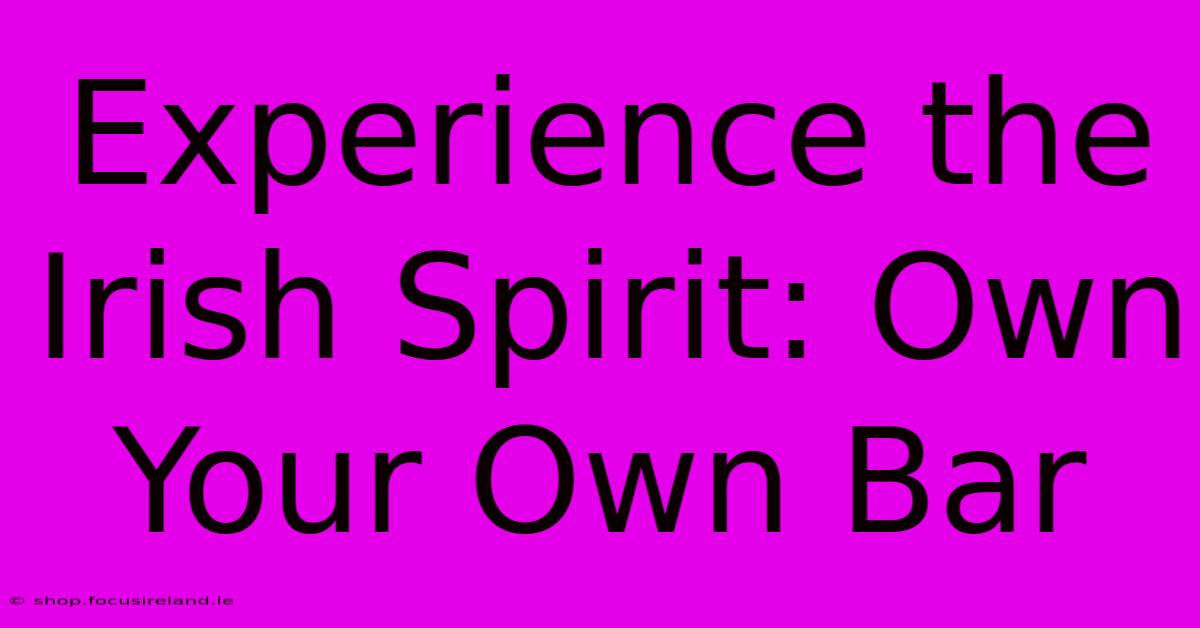 Experience The Irish Spirit: Own Your Own Bar