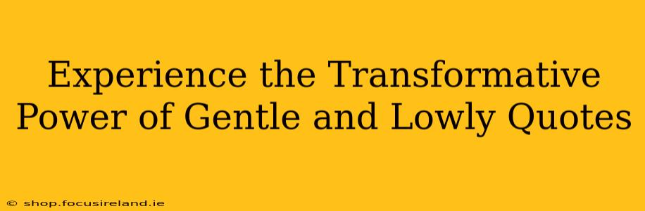 Experience the Transformative Power of Gentle and Lowly Quotes