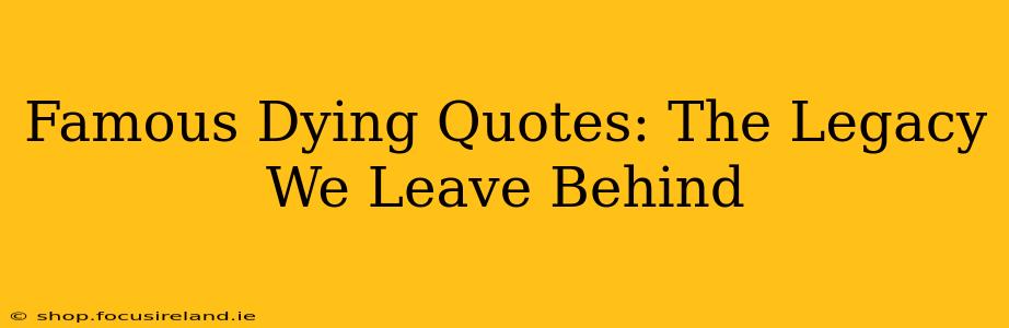 Famous Dying Quotes: The Legacy We Leave Behind