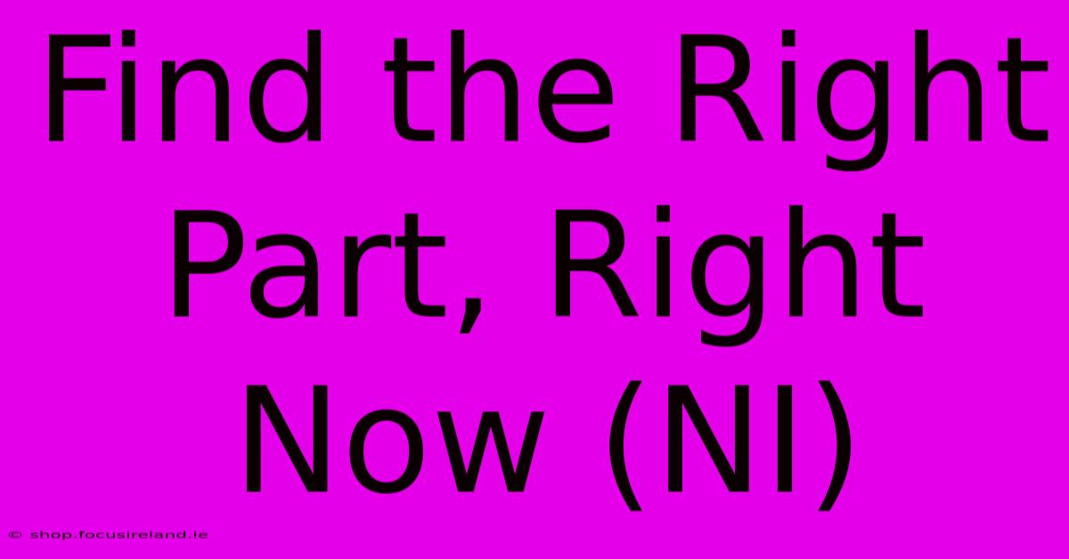 Find The Right Part, Right Now (NI)