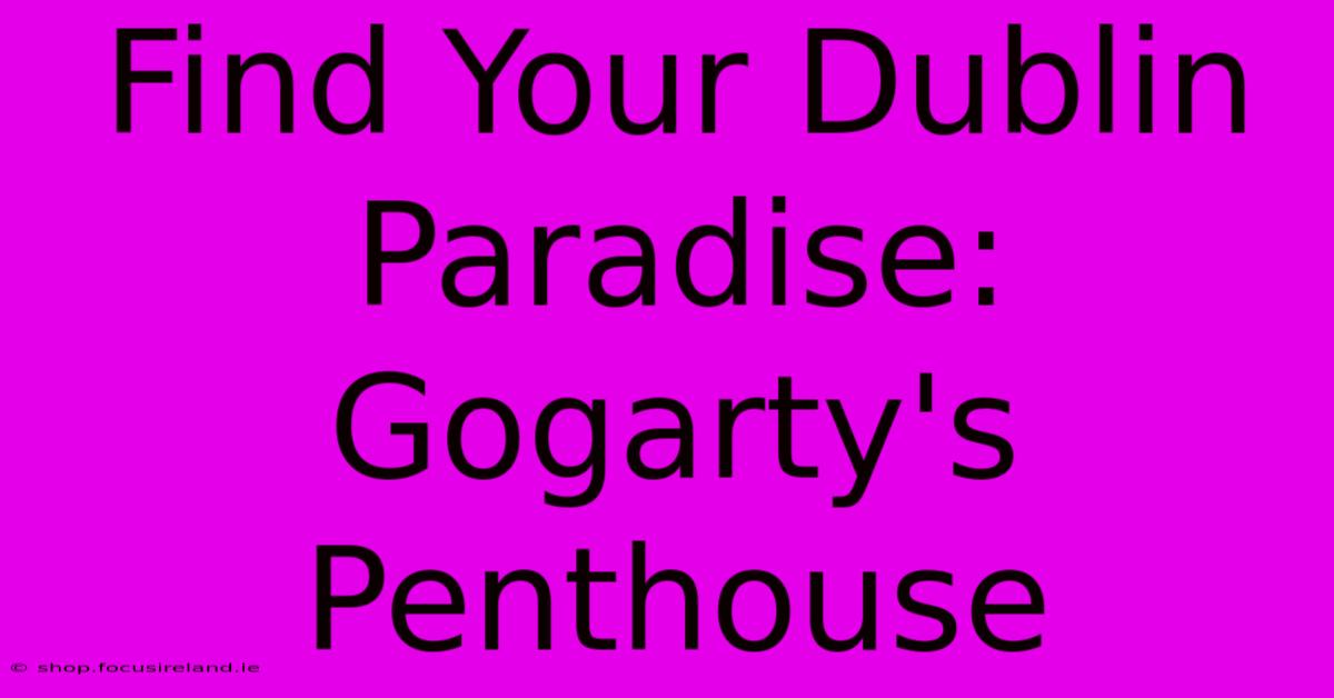 Find Your Dublin Paradise: Gogarty's Penthouse