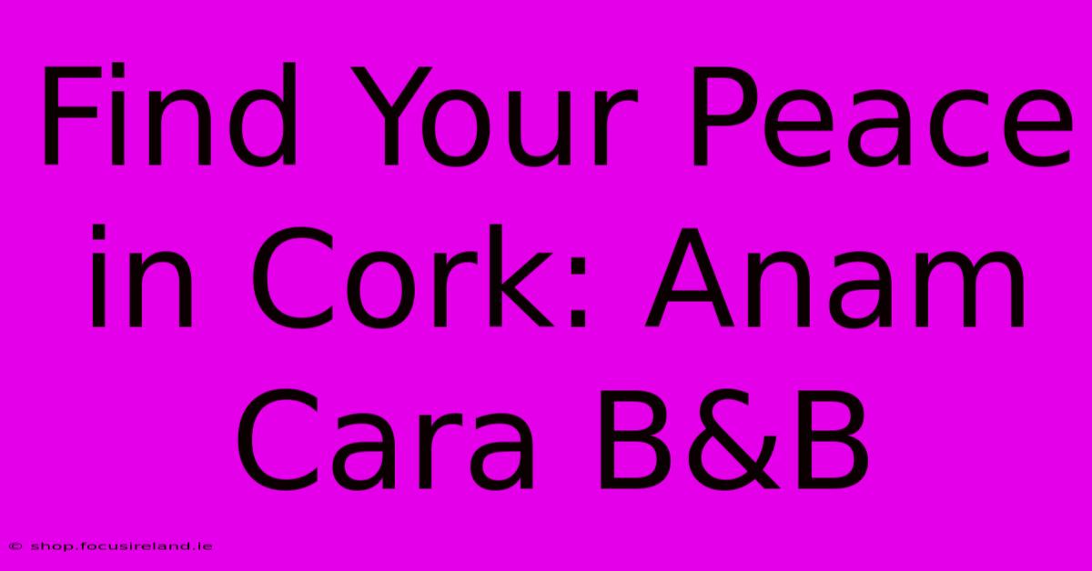 Find Your Peace In Cork: Anam Cara B&B