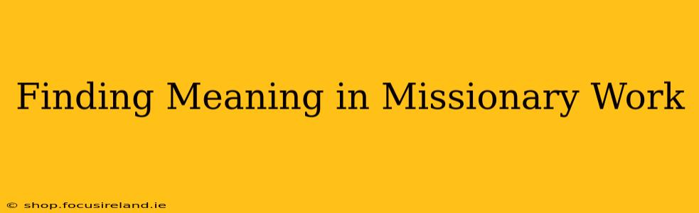 Finding Meaning in Missionary Work