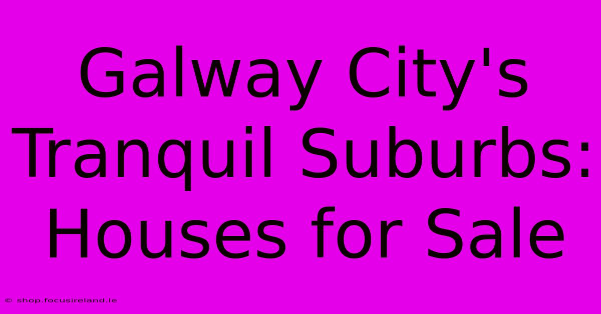 Galway City's Tranquil Suburbs: Houses For Sale