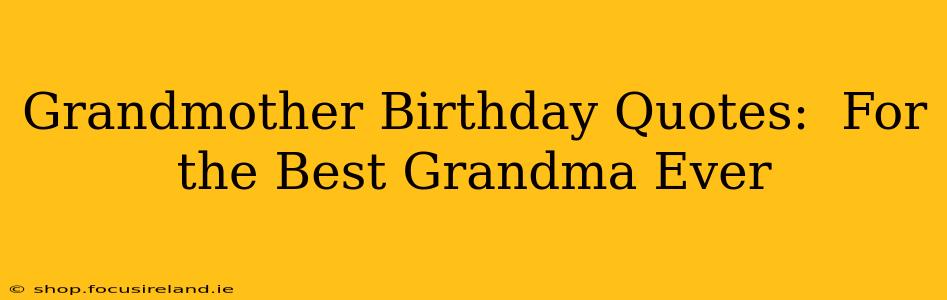 Grandmother Birthday Quotes:  For the Best Grandma Ever