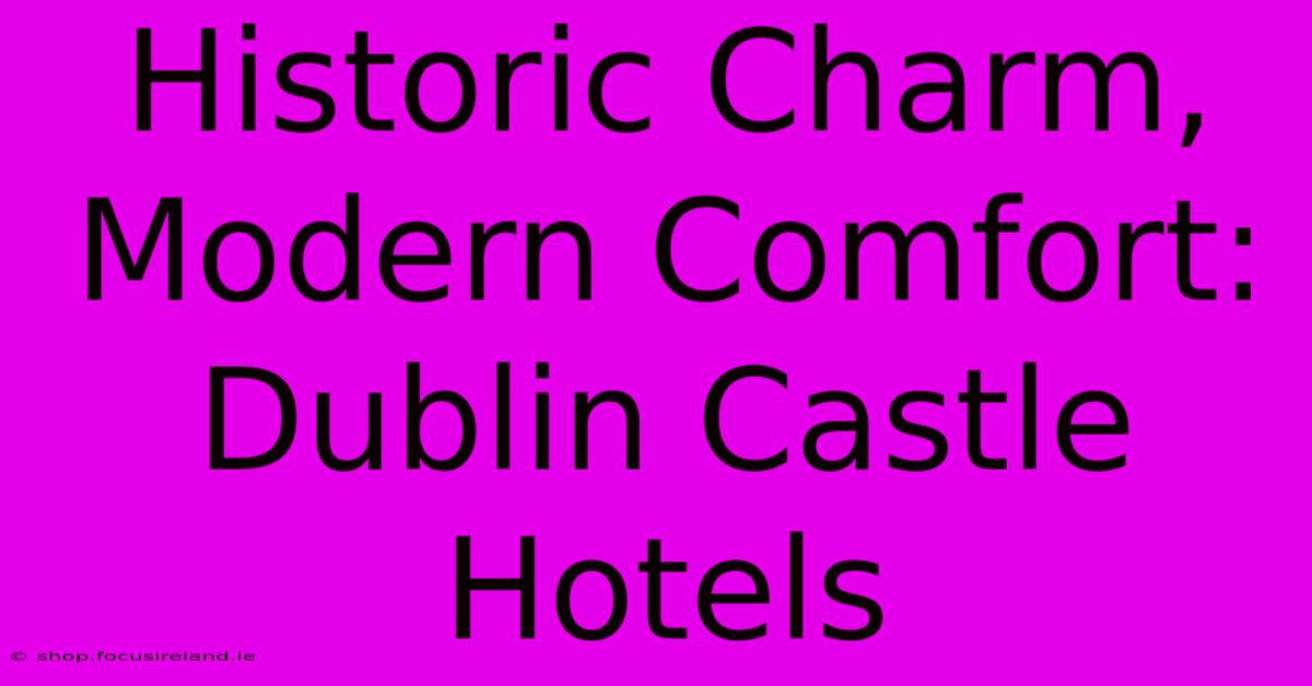 Historic Charm, Modern Comfort: Dublin Castle Hotels