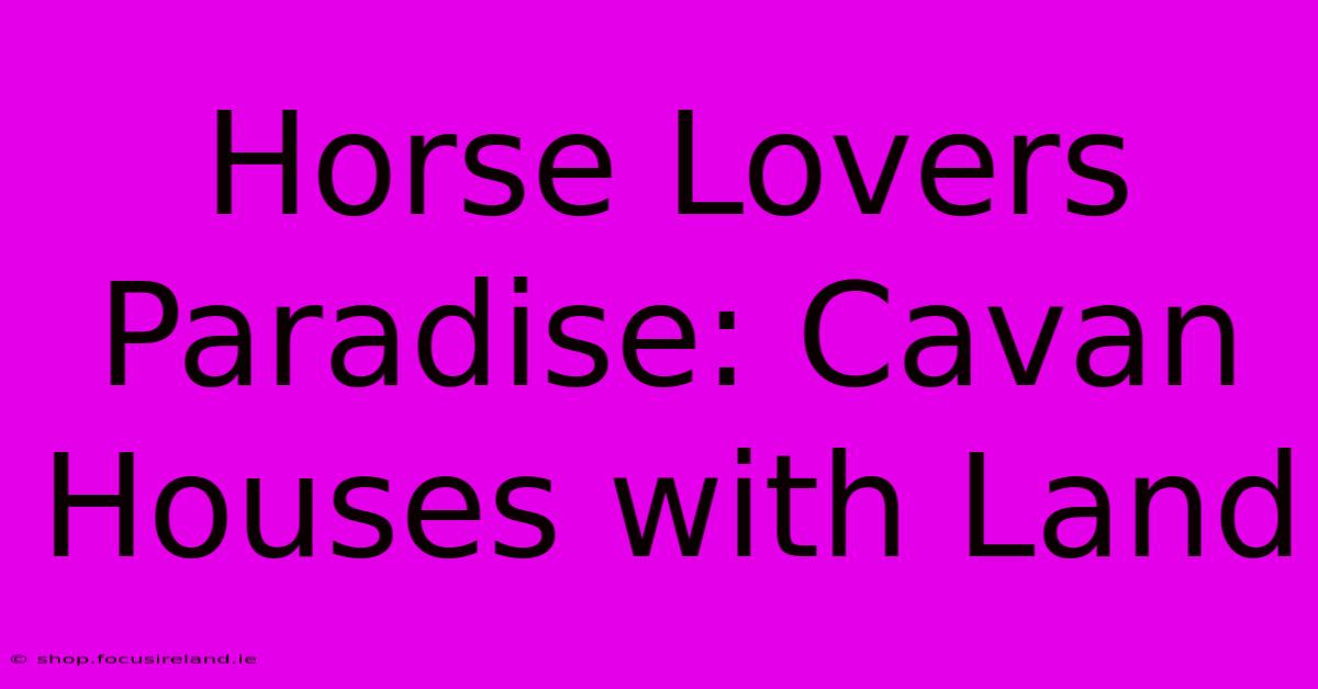 Horse Lovers Paradise: Cavan Houses With Land