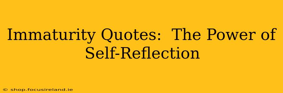 Immaturity Quotes:  The Power of Self-Reflection