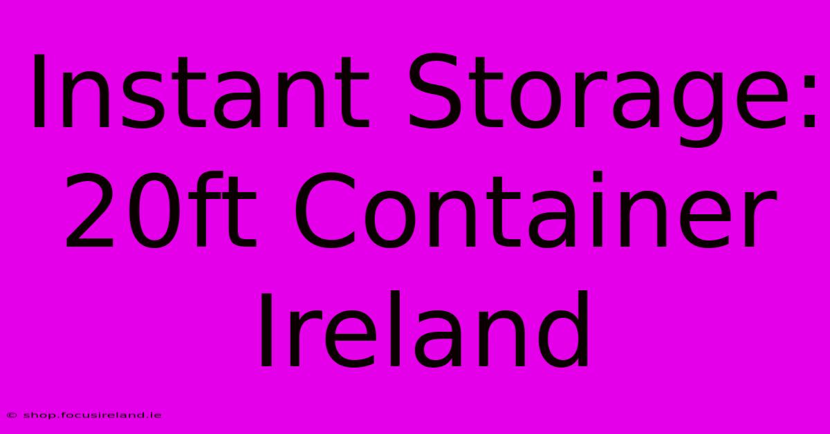 Instant Storage: 20ft Container Ireland