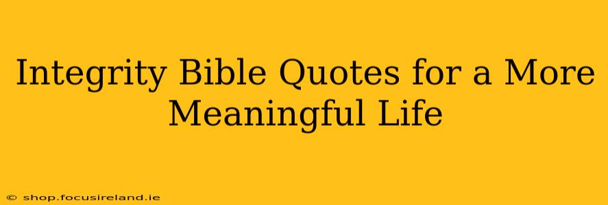 Integrity Bible Quotes for a More Meaningful Life