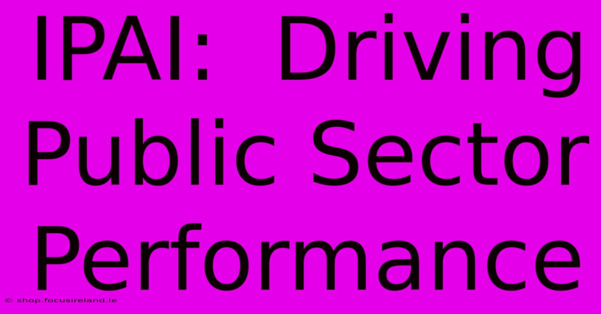 IPAI:  Driving Public Sector Performance