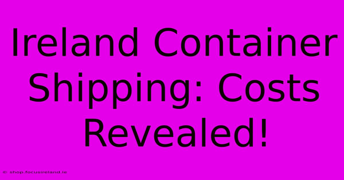 Ireland Container Shipping: Costs Revealed!