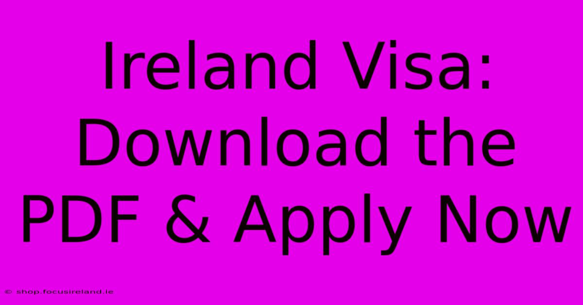 Ireland Visa: Download The PDF & Apply Now