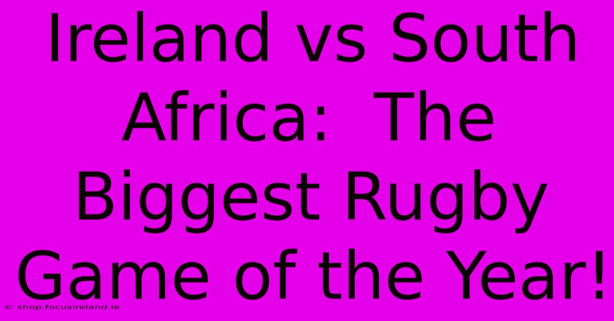 Ireland Vs South Africa:  The Biggest Rugby Game Of The Year!