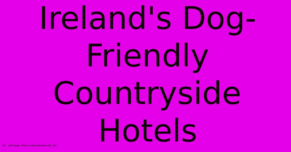 Ireland's Dog-Friendly Countryside Hotels