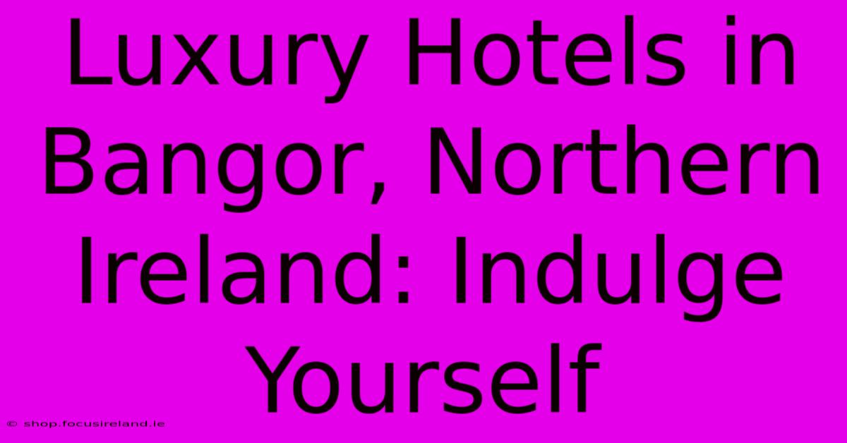 Luxury Hotels In Bangor, Northern Ireland: Indulge Yourself