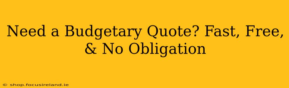 Need a Budgetary Quote? Fast, Free, & No Obligation