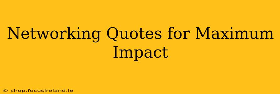 Networking Quotes for Maximum Impact