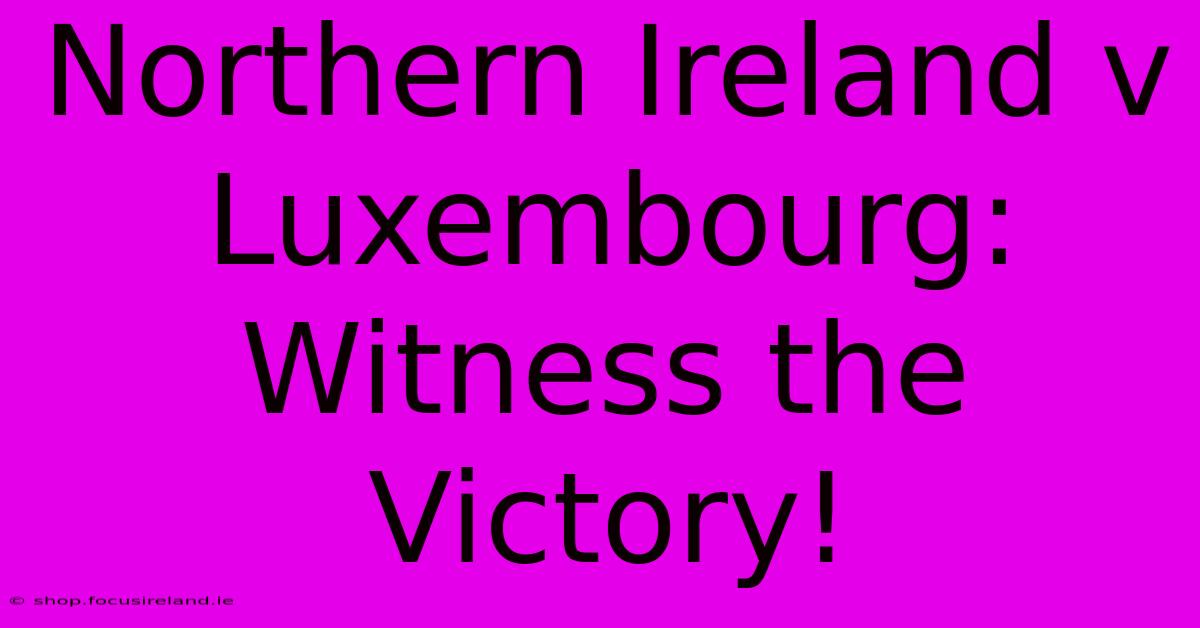 Northern Ireland V Luxembourg:  Witness The Victory!