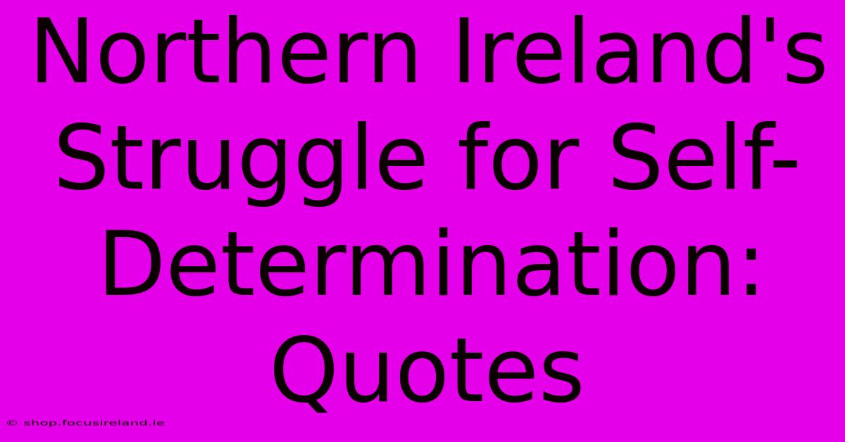 Northern Ireland's Struggle For Self-Determination: Quotes